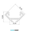 GLALU eloxovaný hliníkový rohový profil LED 12x12mm 2020mm striebro