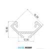 GLALU eloxovaný hliníkový rohový profil LED 12x12mm 1000mm striebro