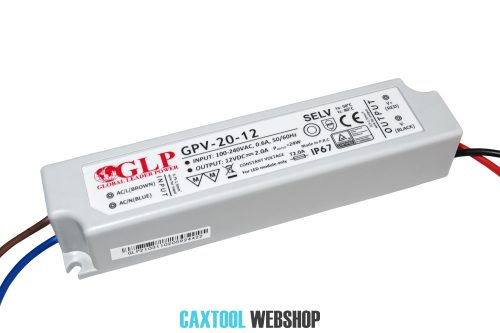 GLP plastové LED napájací zdroj GPV-20-12 20W 12V 2A