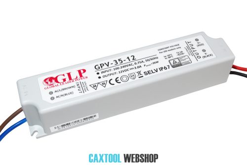 GLP plastové LED napájací zdroj GPV-35-12 35W 12V 3A